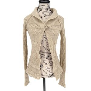 Banana Republic Y2K Knit Cardigan Sweater Womens XS Cream One Button